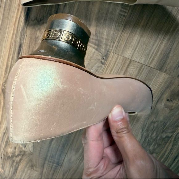 Salvatore Ferragamo Vintage Light Gold Metallic Sliver Gold Heel Isze 8 2A - Picture 9 of 15